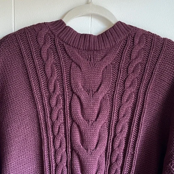 NWT Torrid Burgundy Purple Cable Knit Longline Boyfriend V-Neck Cardigan Sz 3 - Picture 13 of 14